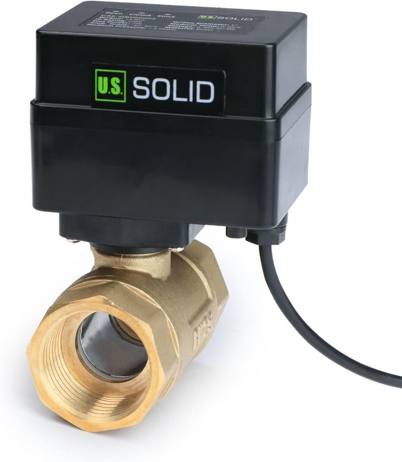 U.S. Solid US Solid Motorized Ball Valve 1 Brass Ball Valve with Standard Port 936V ACDC 2 Wire Auto Return Setup Normally Open NO - Image 1