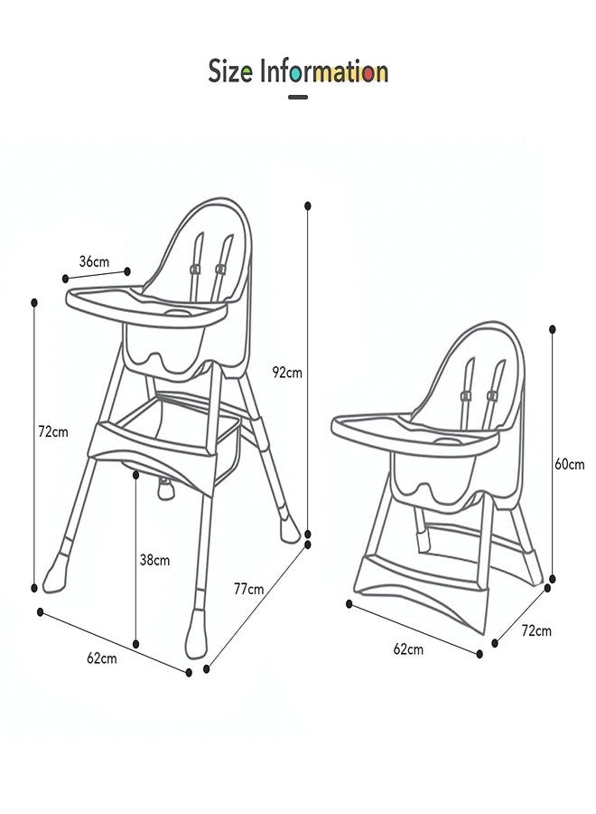 W2S 2 in 1 Baby Feeding Chair Height Adjustable Booster Chair for Baby with Storage Basket 6 Months to 6 Years (Brown) - Image 3