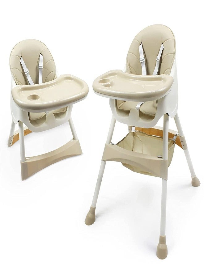 W2S 2 in 1 Baby Feeding Chair Height Adjustable Booster Chair for Baby with Storage Basket 6 Months to 6 Years (Brown) - Image 1