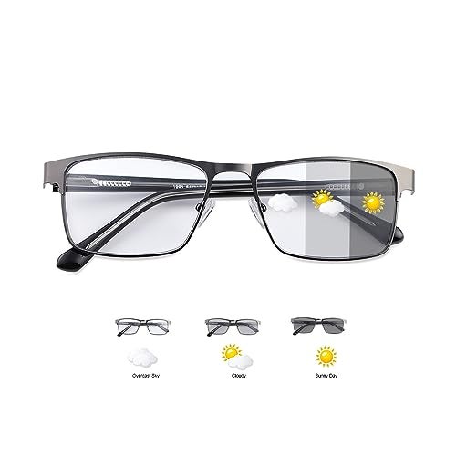 YIMI Photochromic Nearsighted Distance Glasses Spring Hinge UV400 Sunglasses AntiBlue Light Myopia Glasses for Men Women Black 300 x - Image 1