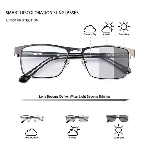 YIMI Photochromic Nearsighted Distance Glasses Spring Hinge UV400 Sunglasses AntiBlue Light Myopia Glasses for Men Women Black 300 x - Image 3