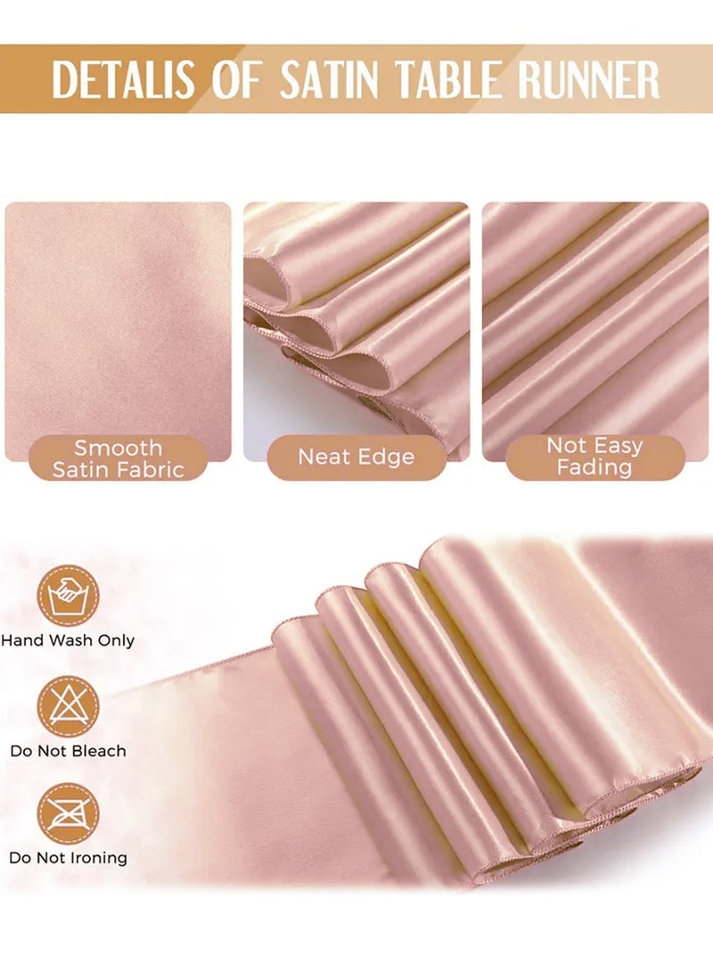 White and Rose Gold Tablecloths with Satin Table Runner,54 x 108 in Durable & Stylish Tablecloths, Easy to Clean, Fits Round/Rectangular Tables – Perfect for Weddings, Baby Showers, Graduation & Family Events  - Image 3