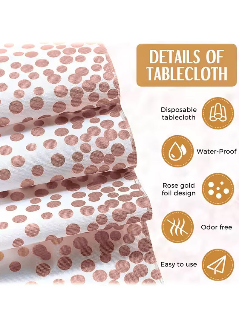 White and Rose Gold Tablecloths with Satin Table Runner,54 x 108 in Durable & Stylish Tablecloths, Easy to Clean, Fits Round/Rectangular Tables – Perfect for Weddings, Baby Showers, Graduation & Family Events  - Image 4
