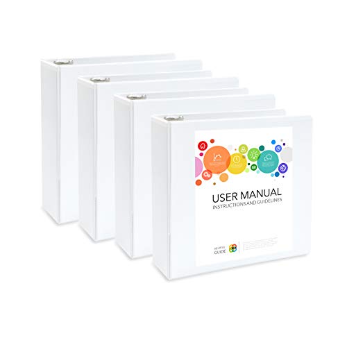 Blue Summit Supplies White 3 Ring Binder 3 Inch Heavy Duty Large Binder with Clear View Cover for Office and School, Big Rings Hold up to 625 Sheets of 8.5 x 11 Inch Paper, 4 Pack - Image 1