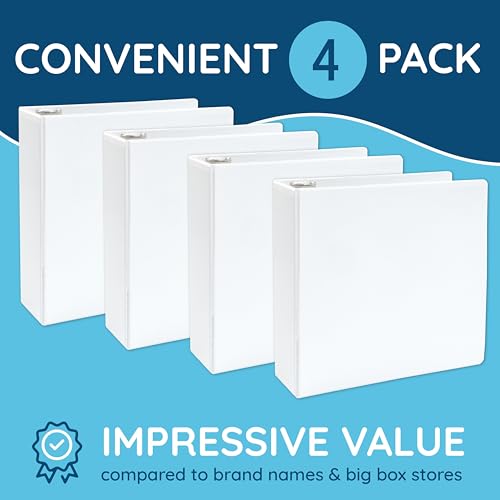 Blue Summit Supplies White 3 Ring Binder 3 Inch Heavy Duty Large Binder with Clear View Cover for Office and School, Big Rings Hold up to 625 Sheets of 8.5 x 11 Inch Paper, 4 Pack - Image 5