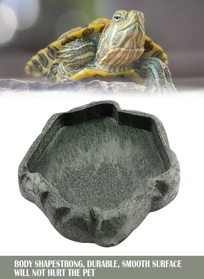 YOLUFER Reptile Water Dish Bowl Resin Rock Reptile Food and Water Feeder Pet Aquarium Ornament Terrarium Plate for Tortoise Lizard (Dark green Small) - Image 4
