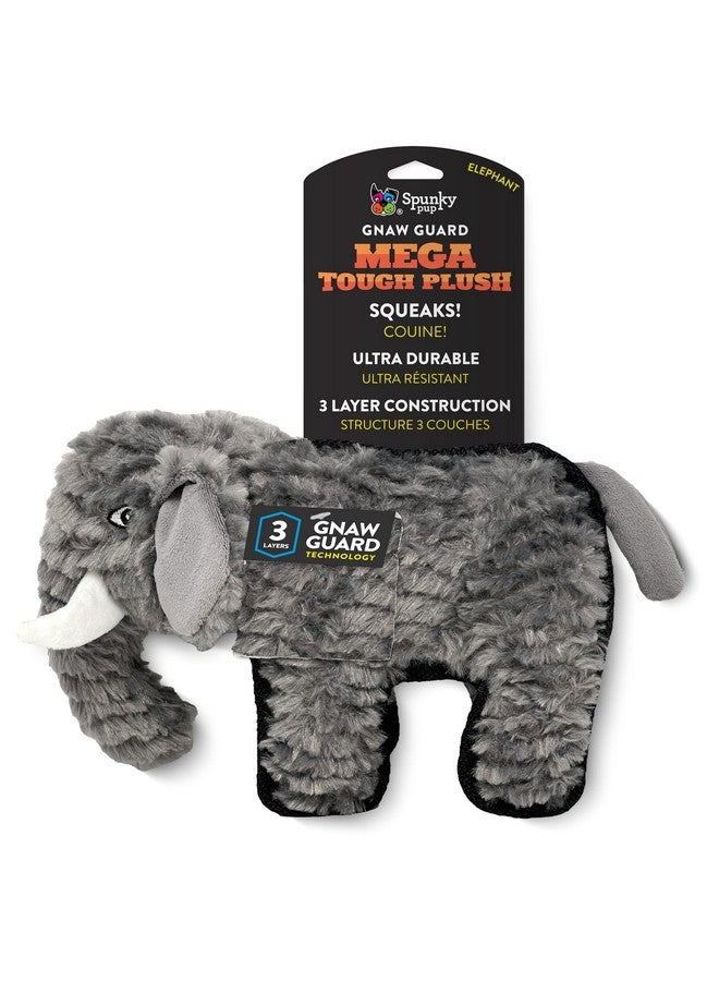 Spunky pup MEGA Tough Plush Toys for Aggressive Chewers - Durable, Triple-Layered Dog Chew Toys with Squeaker - Ideal for Large Dogs and Giant Breeds- Elephant - Image 1