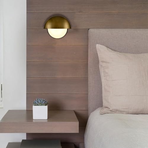 YUBOLE Mid Century Wall Sconce Modern Gold Bathroom Vanity Light Over Mirror with Adjustable Metal Shade and Milky Glass Globe G9 Based Indoor Wall Lamp Wall Mounted Sconce - Image 3