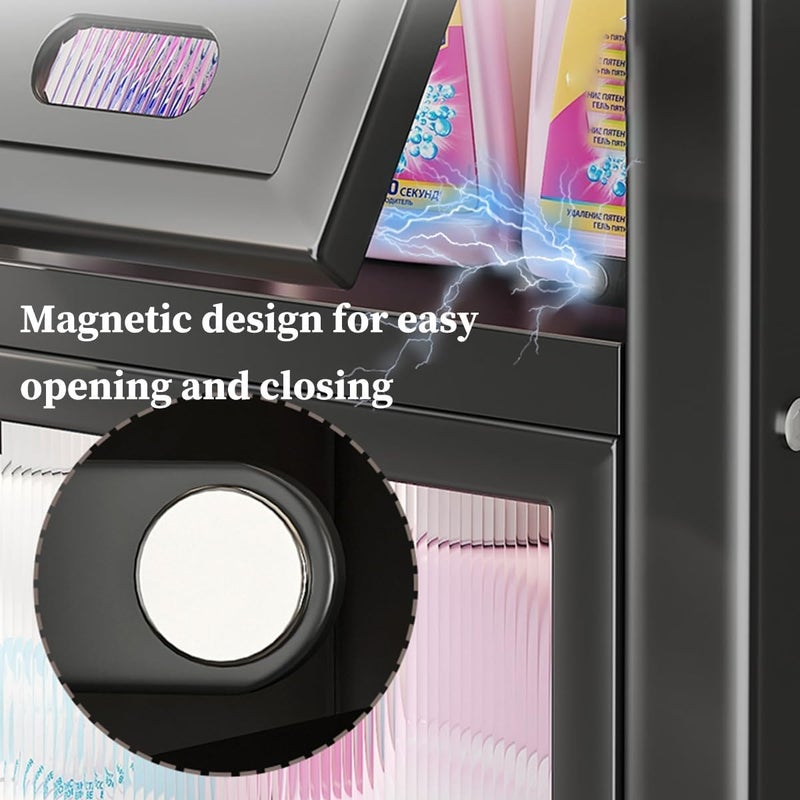 Prakal منظم الحمام فوق المرحاض من بركال، رف تخزين مزدوج الطبقات، رف تخزين فوق، موفر لمساحة التخزين مع 4 خطافات (PK-03) - Image 4