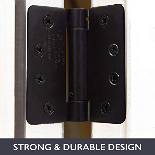 Ilyapa Self Closing Door Hinges, 2 Pack, Oil Rubbed Bronze Mortise Spring Type - 4 x 4 Inch Interior Spring Hinges for Doors with 1/4" Radius Corners - Image 4