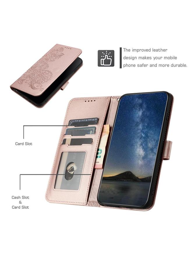 اس-توب جراب لهاتف OPPO Reno5 4G / 5G / Find X3 Lite جراب هاتف جلدي قابل للطي منقوش بزهرة الداتورة - Image 4