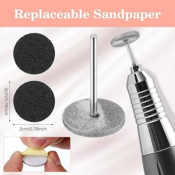 Andibro 2Pcs Sanding Disc Nail Drill BitsElectric Foot File Hard Skin Remover Discs Emery Carbide Callus Remover Pads Pedicure Sandpapers Replacement Cracked Skin Callus Removal for Manicure Pedicure - Image 5