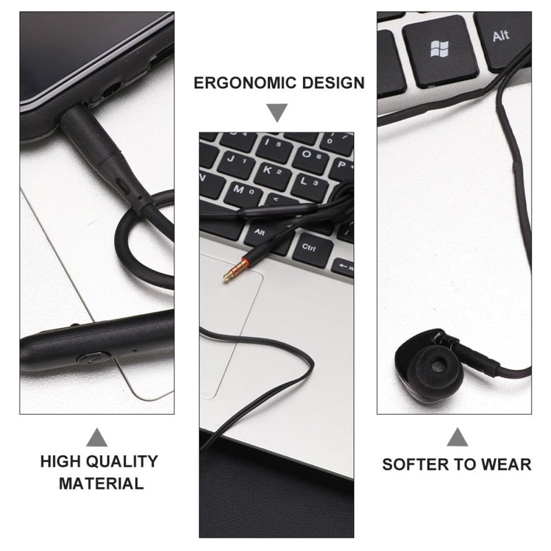 2Pcs Ear Hook Wired Headphones with Mic for Sports Running Gym Black - Image 3