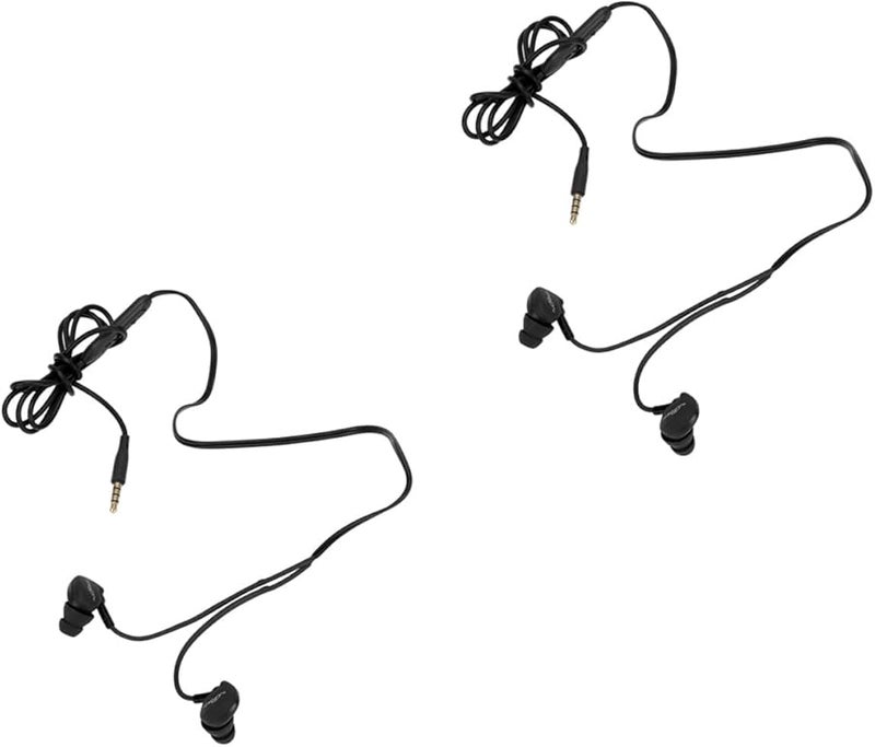 2Pcs Ear Hook Wired Headphones with Mic for Sports Running Gym Black - Image 1