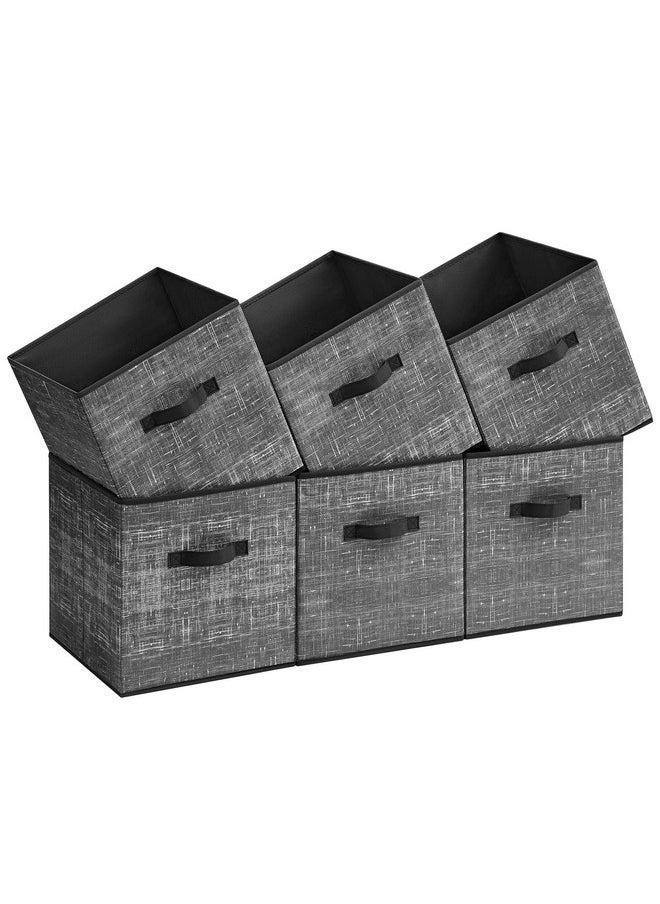 SONGMICS SONGMICS Storage Cubes, 13-Inch Non-Woven Fabric Bins with Double Handles, Set of 6, Closet Organizers for Shelves, Foldable, for Clothes, Classic Black UROB033B01  - Image 1