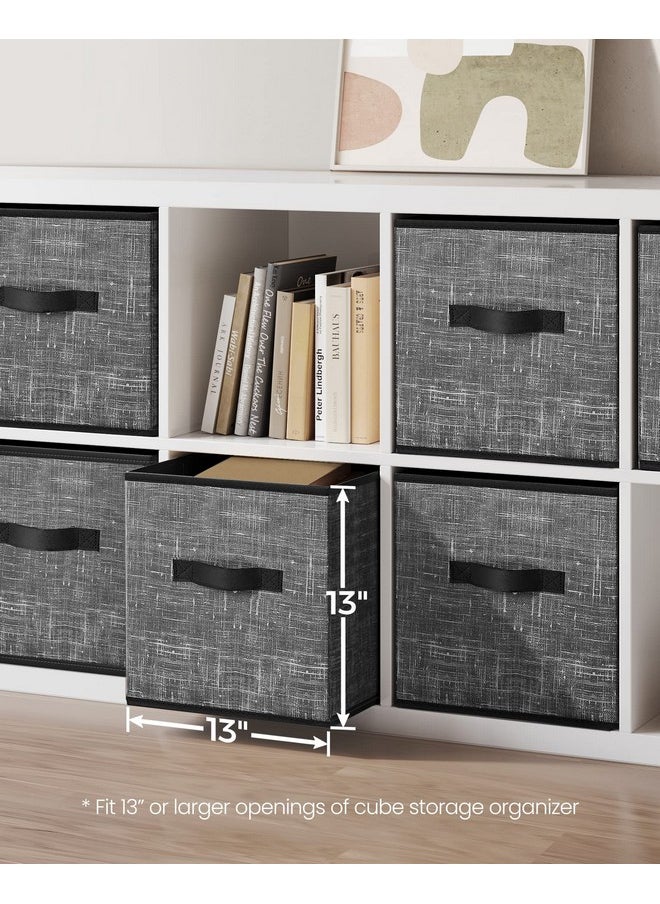 SONGMICS SONGMICS Storage Cubes, 13-Inch Non-Woven Fabric Bins with Double Handles, Set of 6, Closet Organizers for Shelves, Foldable, for Clothes, Classic Black UROB033B01  - Image 3