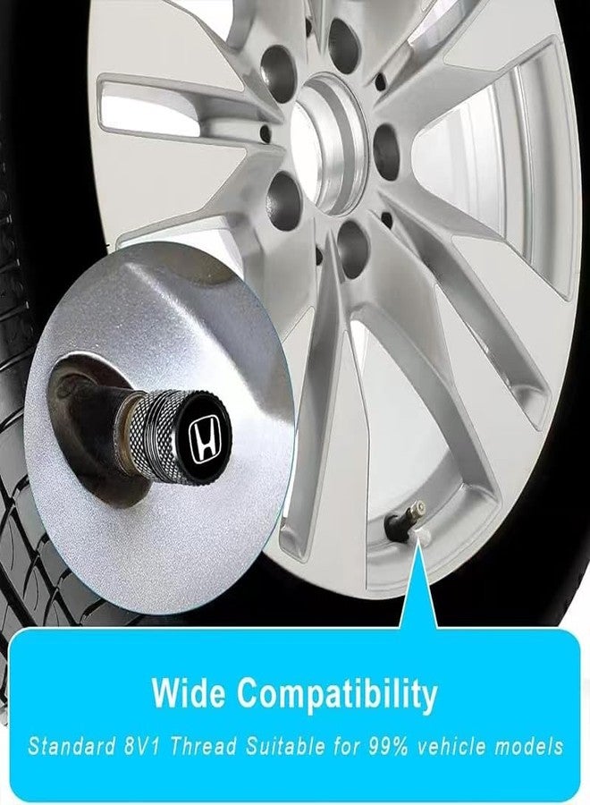 BFIVEANTE Tire Valve Stem Caps for Honda Accord Civic Fit CRV Pilot EX CR-V EX-L Metal Car Wheel Air caps Auto Valve Stem Caps Accessories 4 Pcs Black - Image 3