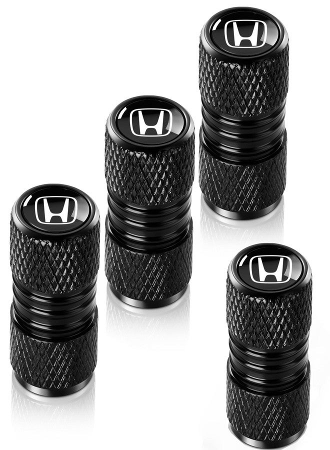 BFIVEANTE Tire Valve Stem Caps for Honda Accord Civic Fit CRV Pilot EX CR-V EX-L Metal Car Wheel Air caps Auto Valve Stem Caps Accessories 4 Pcs Black - Image 1
