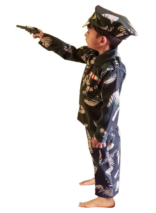 Fancy Agents Polyester Army Dress/Costume For Kids| Indian Army & Police National Soldier Costume For Boys & Girls(Free Watch Gift For Kids)(4-5 Years, Kargil Printed) - Image 3