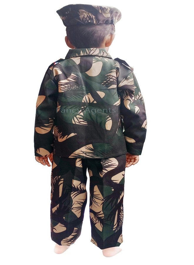 Fancy Agents Polyester Army Dress/Costume For Kids| Indian Army & Police National Soldier Costume For Boys & Girls(Free Watch Gift For Kids)(4-5 Years, Kargil Printed) - Image 2