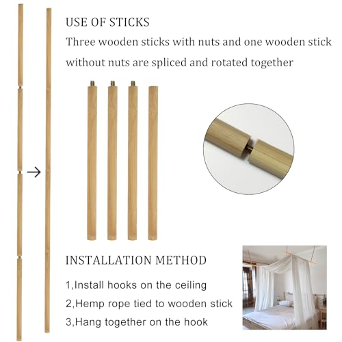 Comtelek King Canopy Bed Curtains Queen Full Bed 60 225in White Tulle Canopy Bed Scarf Sheer Bed Drapes for Twin Girls to Adult Beds - Image 3