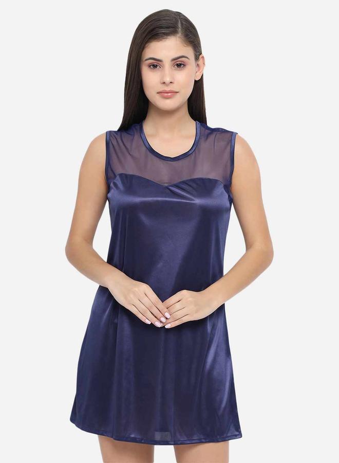 Take Two Solid Illusion Neckline Satin Babydoll By KLAMOTTEN - Image 3