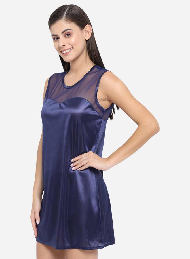 Take Two Solid Illusion Neckline Satin Babydoll By KLAMOTTEN - Image 5