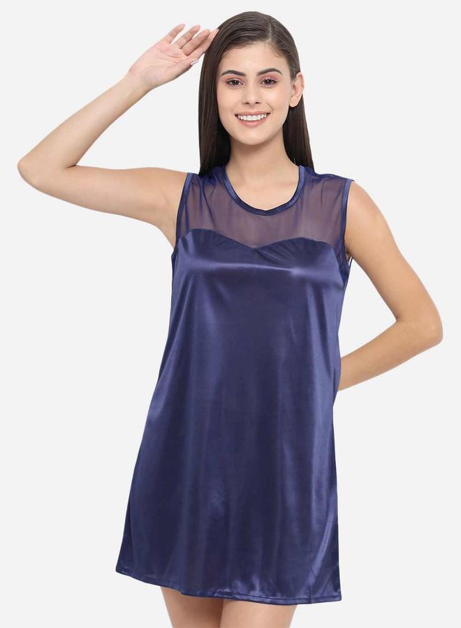 Take Two Solid Illusion Neckline Satin Babydoll By KLAMOTTEN - Image 4