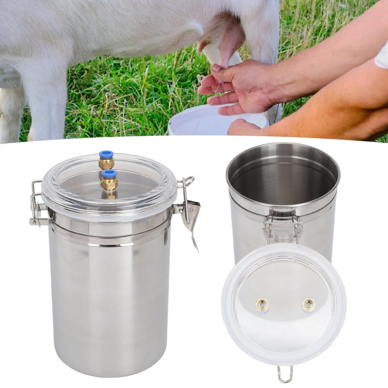 Manual Goat Milking Machine 2L Portable Cow Sheep Milk Farm Transparent Lid - Image 3