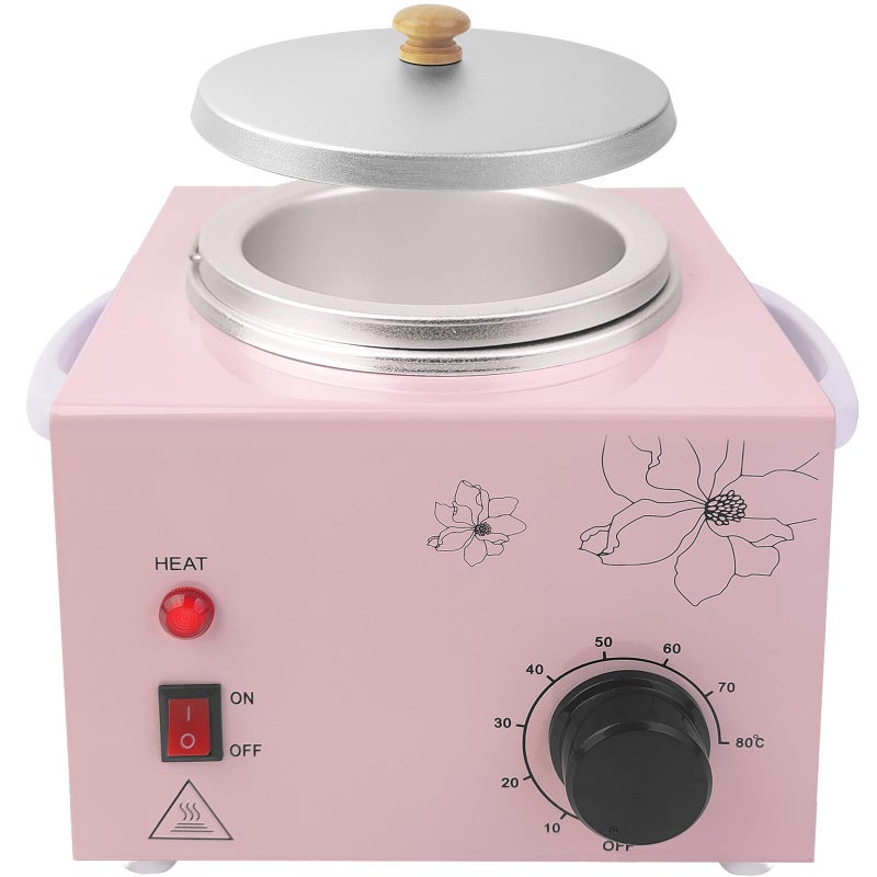 folconroad Portable Wax Warmer Machine for Painless Hair Removal, Women Men Professional Wax Heater with Adjustable Temperature Set, 20pcs Sticks (Pink - Single Pot) - Image 1