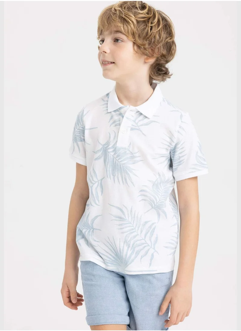 ديفاكتو Boy Knitted Short Sleeve Polo T-Shirt