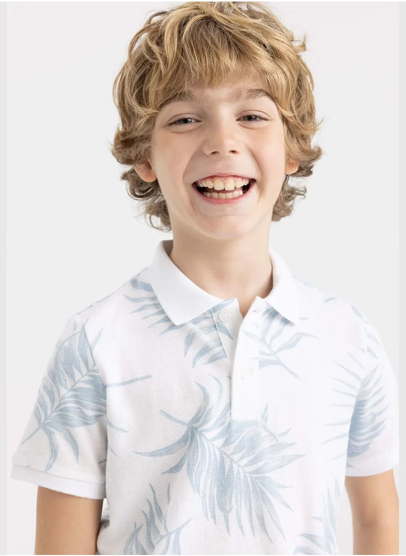ديفاكتو Boy Knitted Short Sleeve Polo T-Shirt