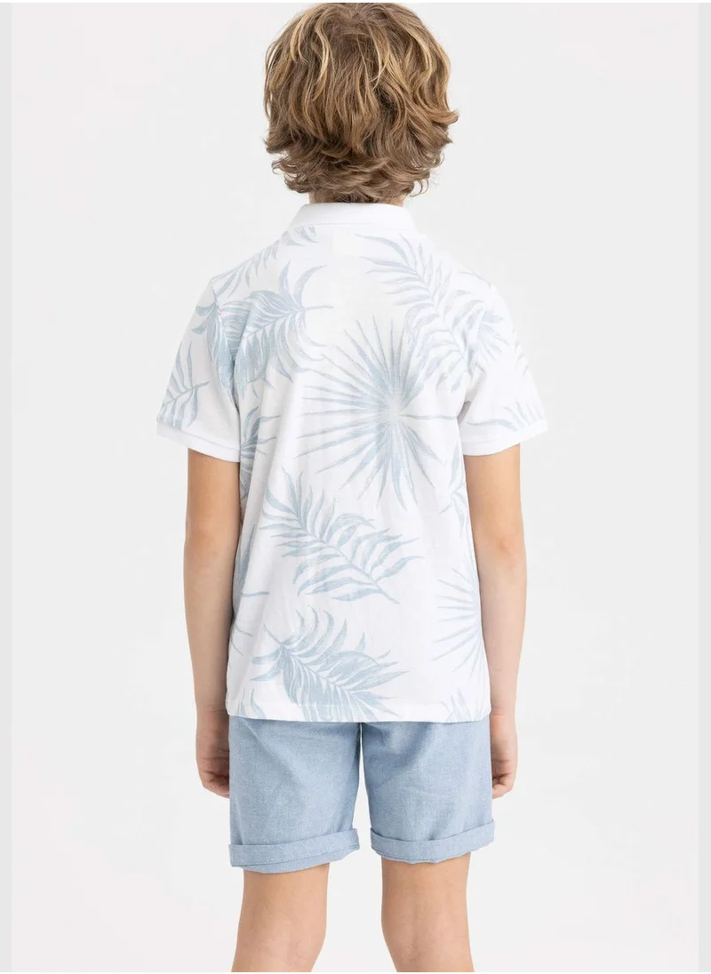 ديفاكتو Boy Knitted Short Sleeve Polo T-Shirt
