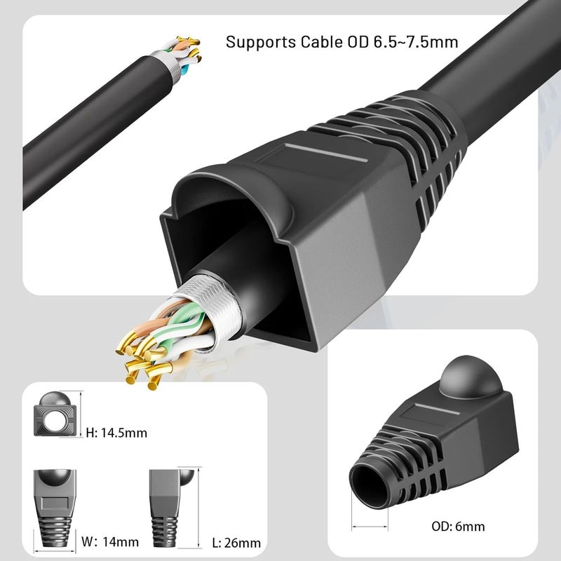 Yellow RJ45 Ethernet Cable Strain Relief Boots 300pcs Connector Plug Cover - Image 5