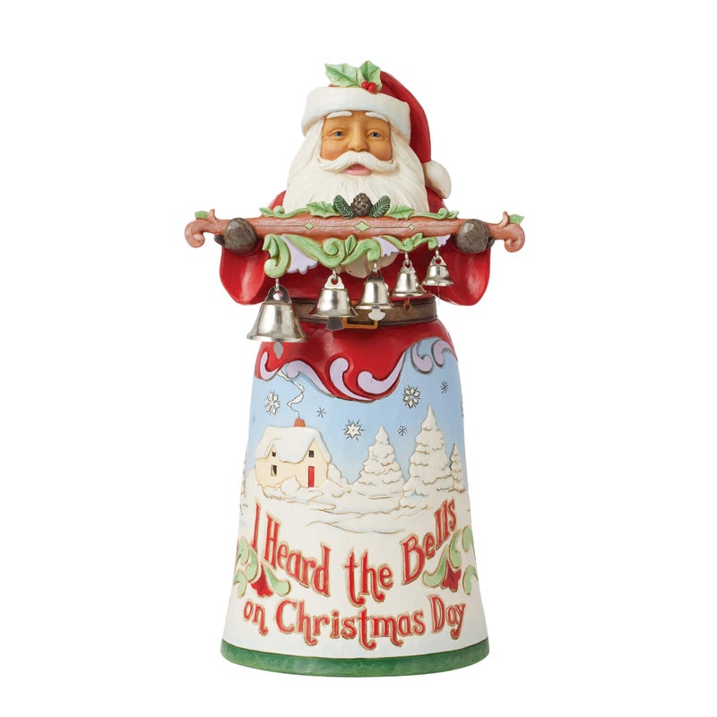 Enesco Jim Shore Heartwood Creek 18th Annual Song Series Christmas Day Santa with Bells Figurine Stone Resin Hand Painted Crafted Collectible Santa Figurines Christmas Home Decor Statue 1004 Inch - Image 2