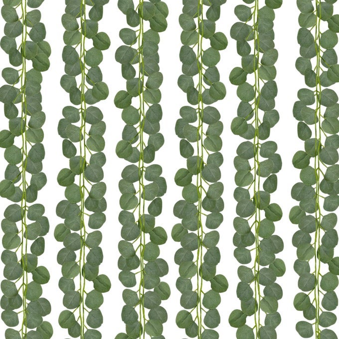12 PACK EUCALYPTUS GARLANDARTIFICIAL EUCALYPTUS LEAVES TABLE GREENERY GARLAND WREATH VINES FOR WEDDING PARTY TABLE FIREPLACE BEDROOM WALL ROOM DECOR