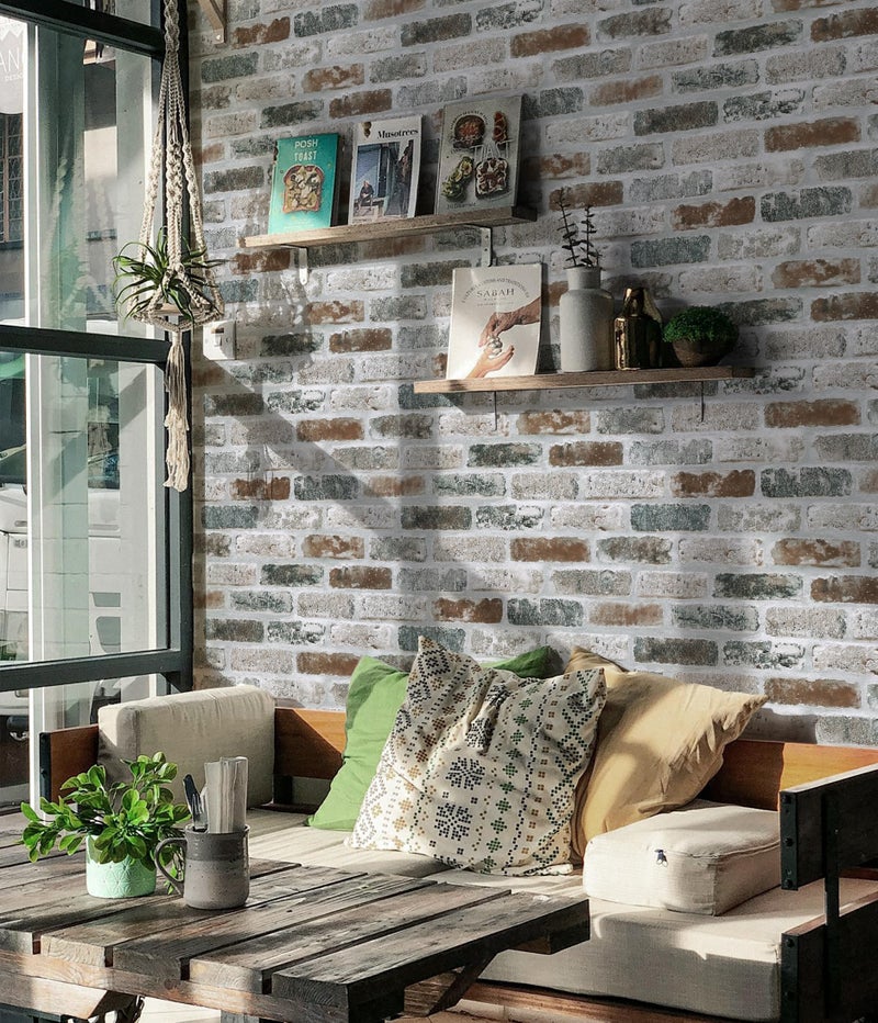 Guvana 17.3"Ã—118" Brick Wallpaper Red/Blue/Grey Brick Peel and Stick Wallpaper 3D Vintage Brick Contact Paper Self Adhesive Removable Contact Paper Faux Brick Texture Wallpaper for Bedroom Decor - Image 4