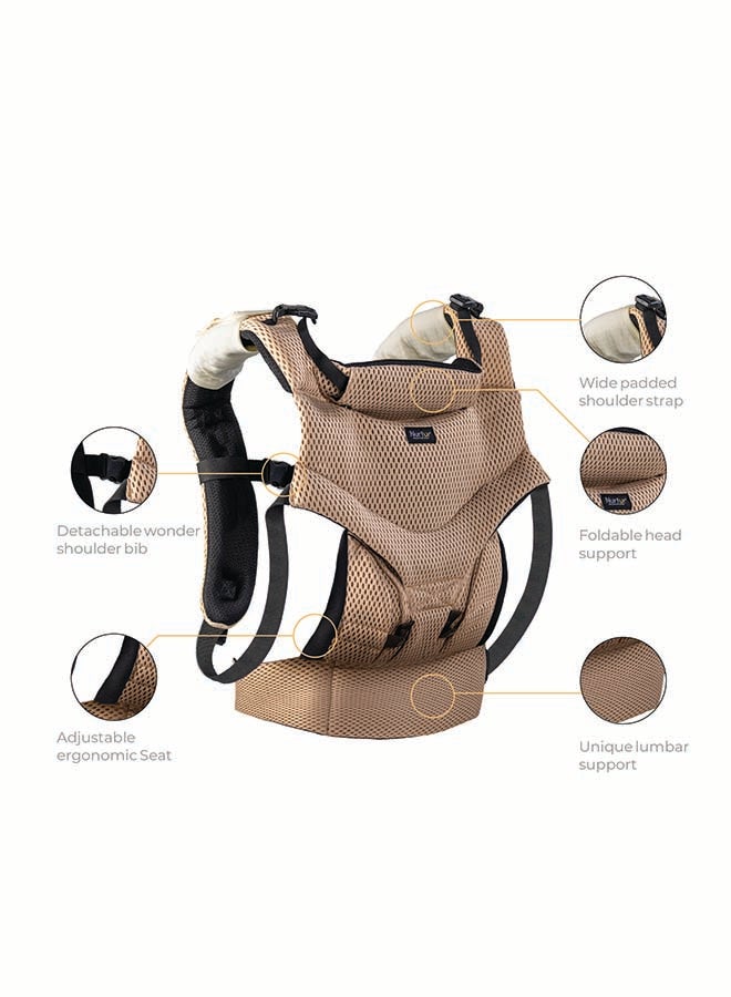 Nurtur Nurtur Willow Deluxe Mesh Infant Baby Carrier – Premium Fabric, Dual-Facing Comfort, Adjustable Cushioned Straps - Sand  - Image 2