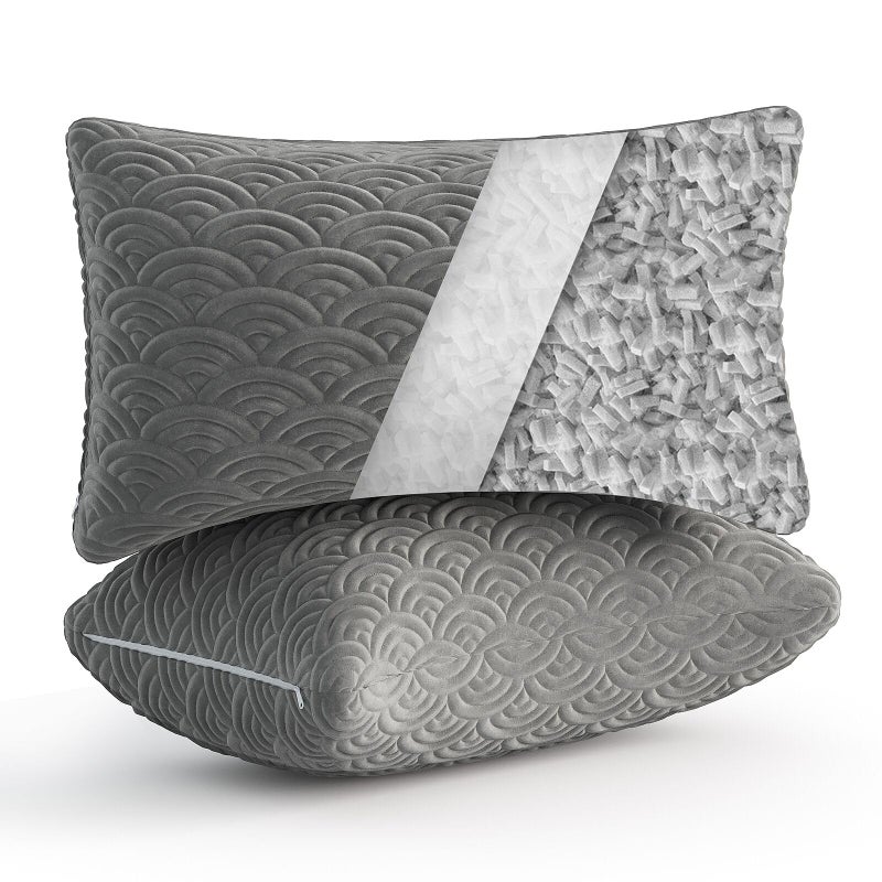 MOLCLCUY وسائد ميموري فوم بحجم كوين مجموعة من 2 وسادة قابلة للتعديل باردة للذين ينامون على الجانب والظهر والبطن وسادة جل فاخرة بغطاء قابل للغسل