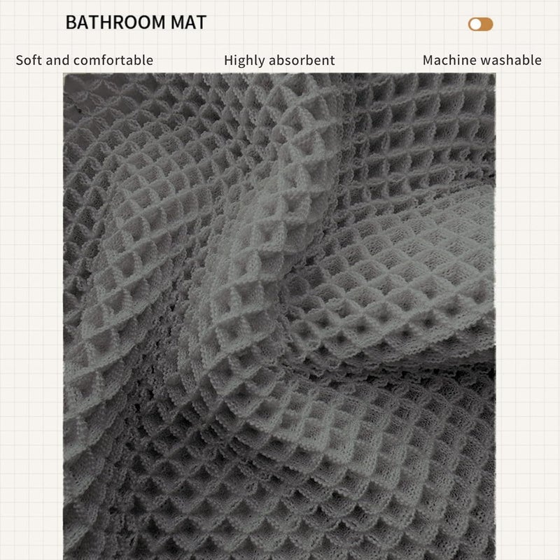 Lullaxx Waffle Bath Mat, Bath Rugs Super Absorbent And Non-Slip, Suitable For Bathrooms And Sinks, Multi-Layered Structure, Hot-Melt Adhesive Bottom, Super Soft, 16.93*24.02, Machine Washable (Gray) - Image 4