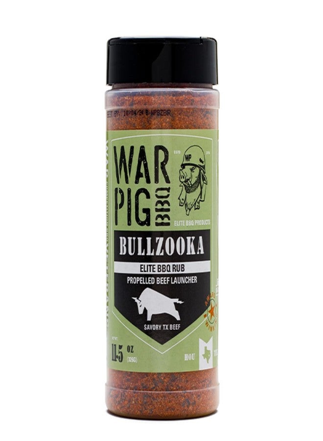 دبليو بي توابل الشواء WarPig BBQ BullZooka Elite | مزيج توابل جاف خشن من الملح والفلفل للشواء والتدخين والشواء في الفناء الخلفي | 11.5 أونصة - Image 1