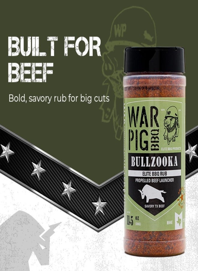 دبليو بي توابل الشواء WarPig BBQ BullZooka Elite | مزيج توابل جاف خشن من الملح والفلفل للشواء والتدخين والشواء في الفناء الخلفي | 11.5 أونصة - Image 2