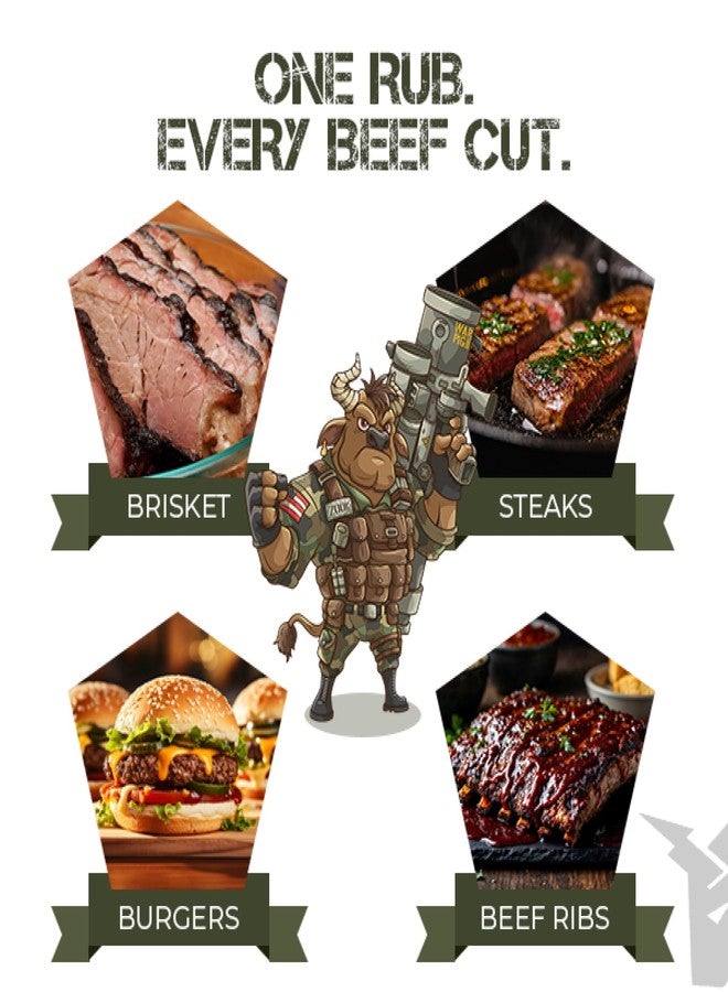 دبليو بي توابل الشواء WarPig BBQ BullZooka Elite | مزيج توابل جاف خشن من الملح والفلفل للشواء والتدخين والشواء في الفناء الخلفي | 11.5 أونصة - Image 4