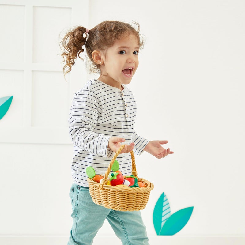 Janod 25 Piece Wooden Play Food Fruit and Vegetable Basket - Ages 3+ - J05620 - Image 5