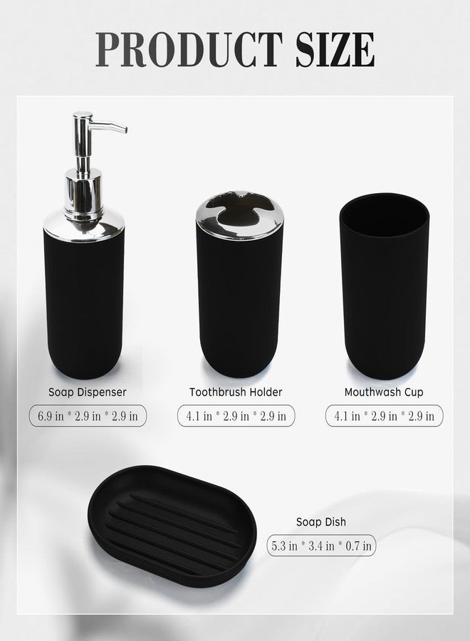 CDorigin 4 Pcs Bathroom Accessories Set,Bohemian Bathroom Toothbrush Holder Set.Include Soap Dispenser, Soap Dish, Toothbrush Holder, Mouthwash Cup, Modern Bahtroom Decor Set (Black, 4Pcs) - Image 2
