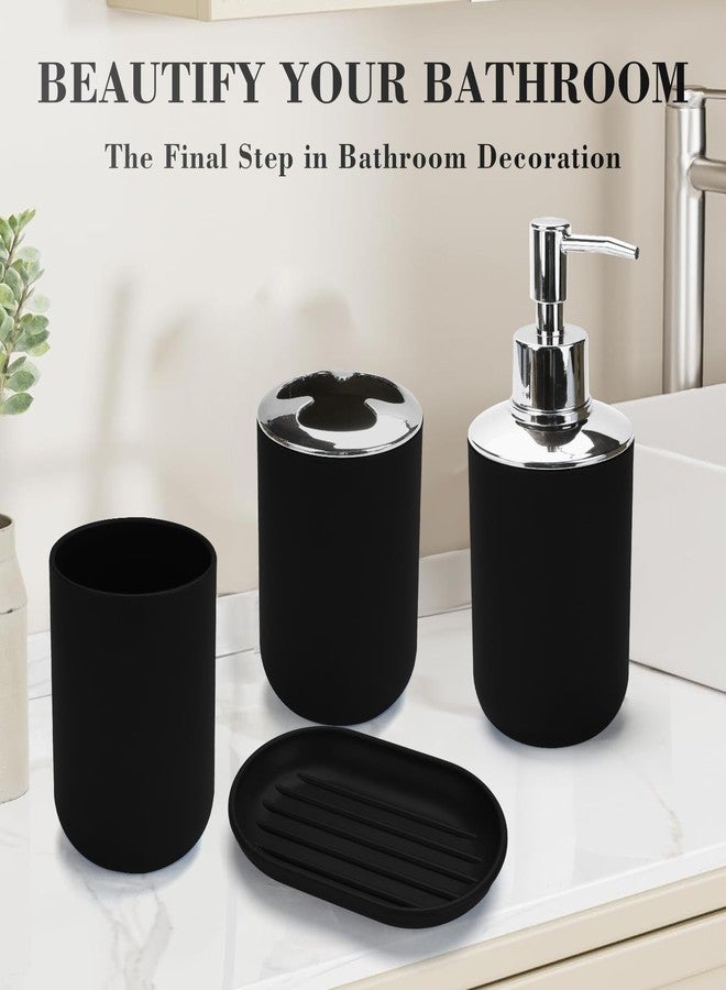 CDorigin 4 Pcs Bathroom Accessories Set,Bohemian Bathroom Toothbrush Holder Set.Include Soap Dispenser, Soap Dish, Toothbrush Holder, Mouthwash Cup, Modern Bahtroom Decor Set (Black, 4Pcs) - Image 3