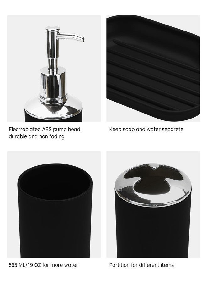 CDorigin 4 Pcs Bathroom Accessories Set,Bohemian Bathroom Toothbrush Holder Set.Include Soap Dispenser, Soap Dish, Toothbrush Holder, Mouthwash Cup, Modern Bahtroom Decor Set (Black, 4Pcs) - Image 5