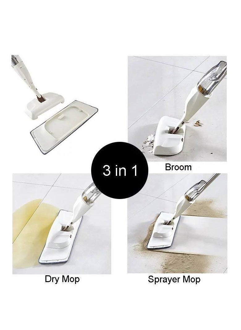 Generic - Parquet and ceramic mop with spray and mop, meaning 3*1, and rotates 360 degrees for easier use, easier cleaning and more comfort. Parquet mop with spray for polishing floors and tiles. Comfortable to hold, with a refillable spray bottle, easy to use, spray and refill, rotating head to reach all difficult places, the mop is made of washable microfiber - Image 1