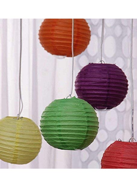 Crazy Sutra Crazy Sutra Paper Lamp Hanging Lantern Kandeel for Decoration Hotels Home Diwali Lantern Light Fixture Multicolor Size Medium 3 Pcs  - Image 1