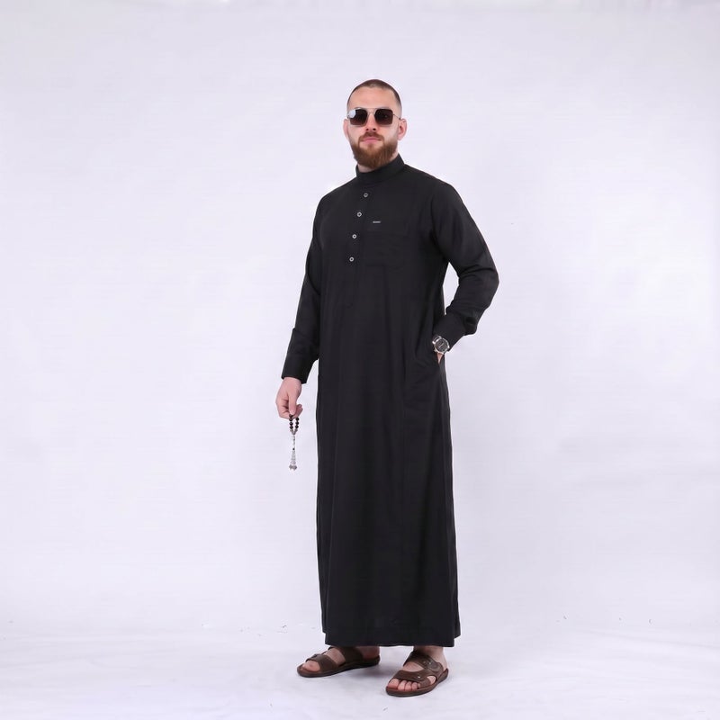 رداء تقليدي للرجال بأزرار فضية سوداء